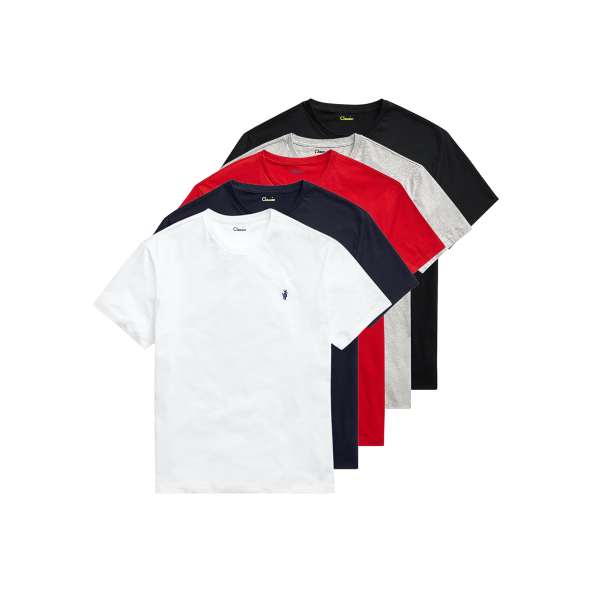 5-Pack Men's Classic Fit Crew Neck T-Shirt